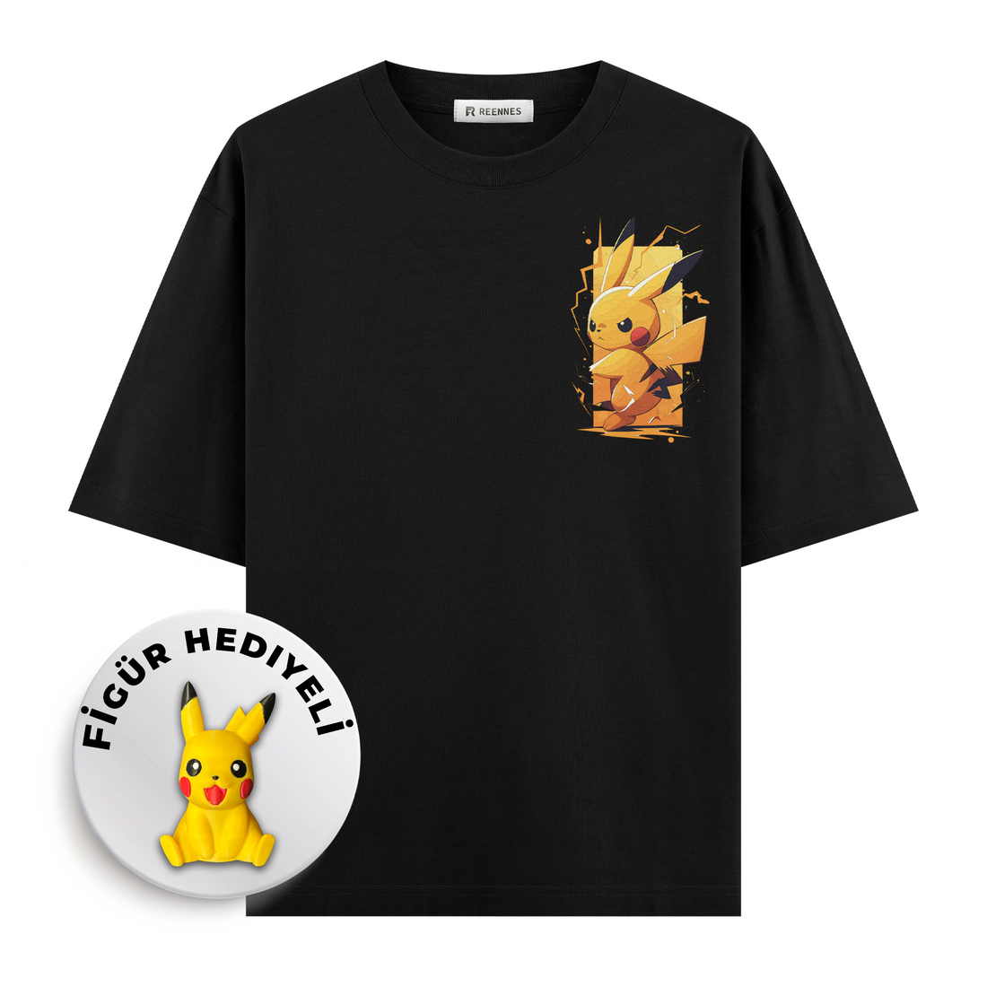 Figür Hediyeli Pikachu - Oversize T-shirt