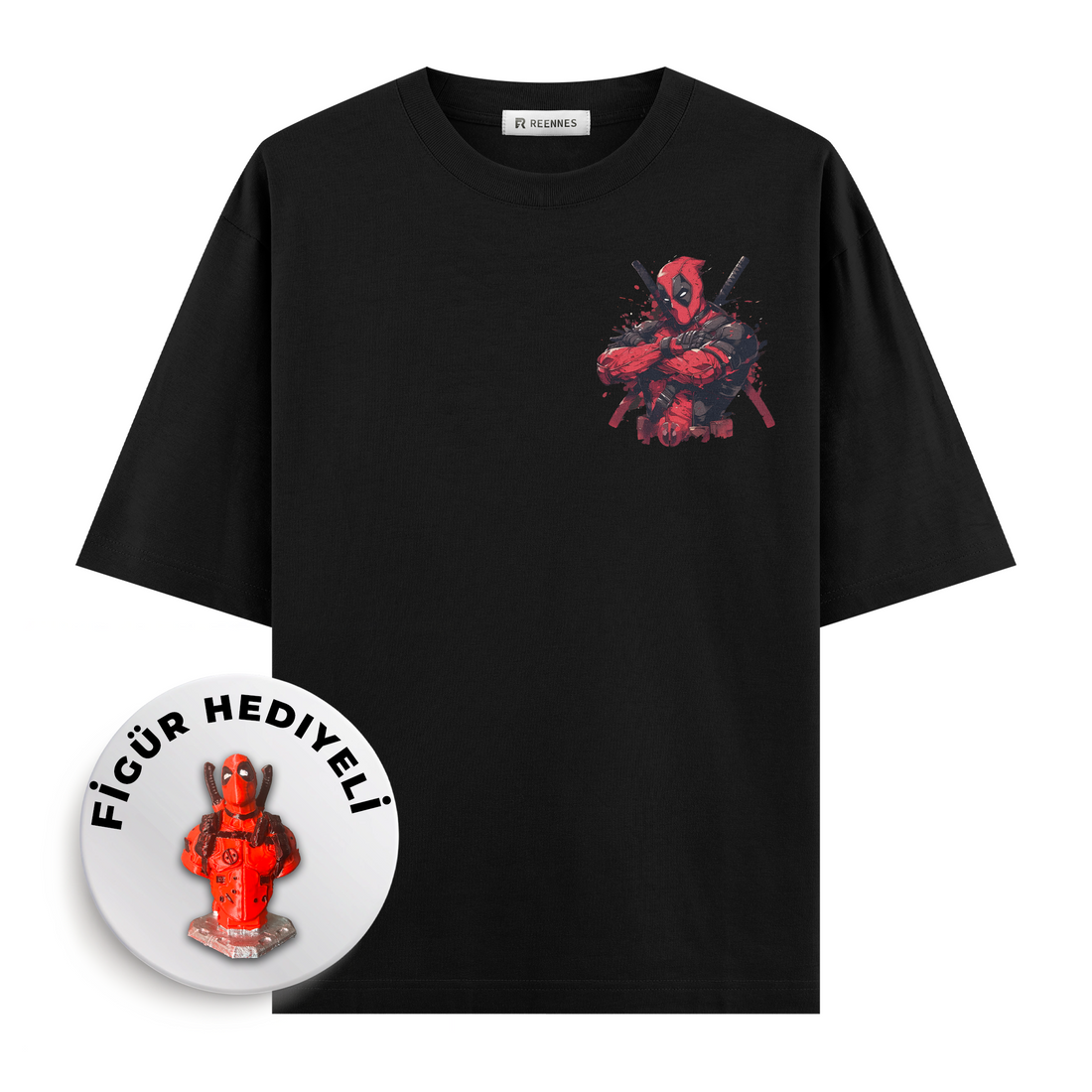 Figür Hediyeli Deadpool - Oversize T-shirt
